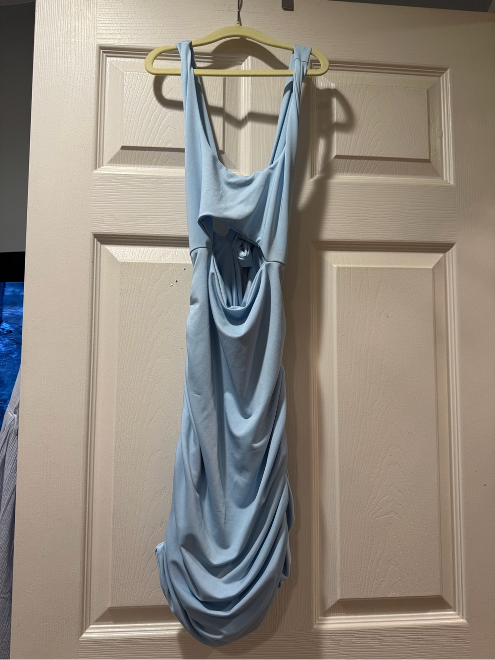 Light Blue Draped Cutout Tank Dress